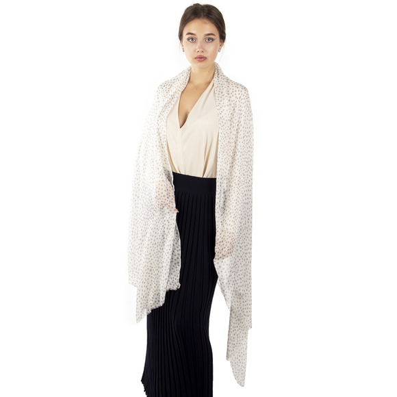 BEYMEN WHITE LIGHT SLATE GRAY PALANKIN SCARFWOMENS SIZE 200X90